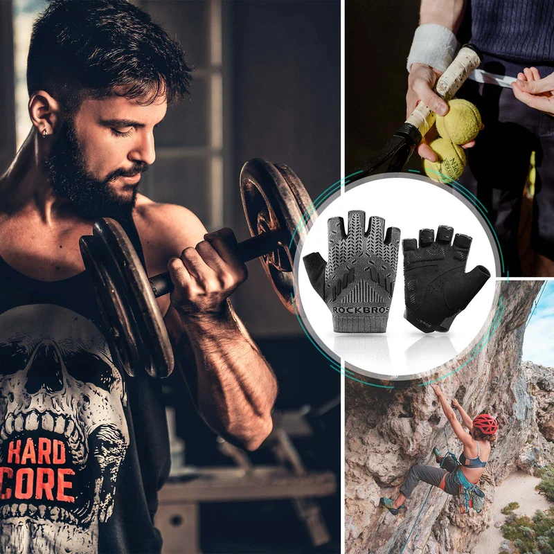 ROCKBROS 하프 핑거 충격 흡수 사이클링 Handschuhe Sommer Herren
