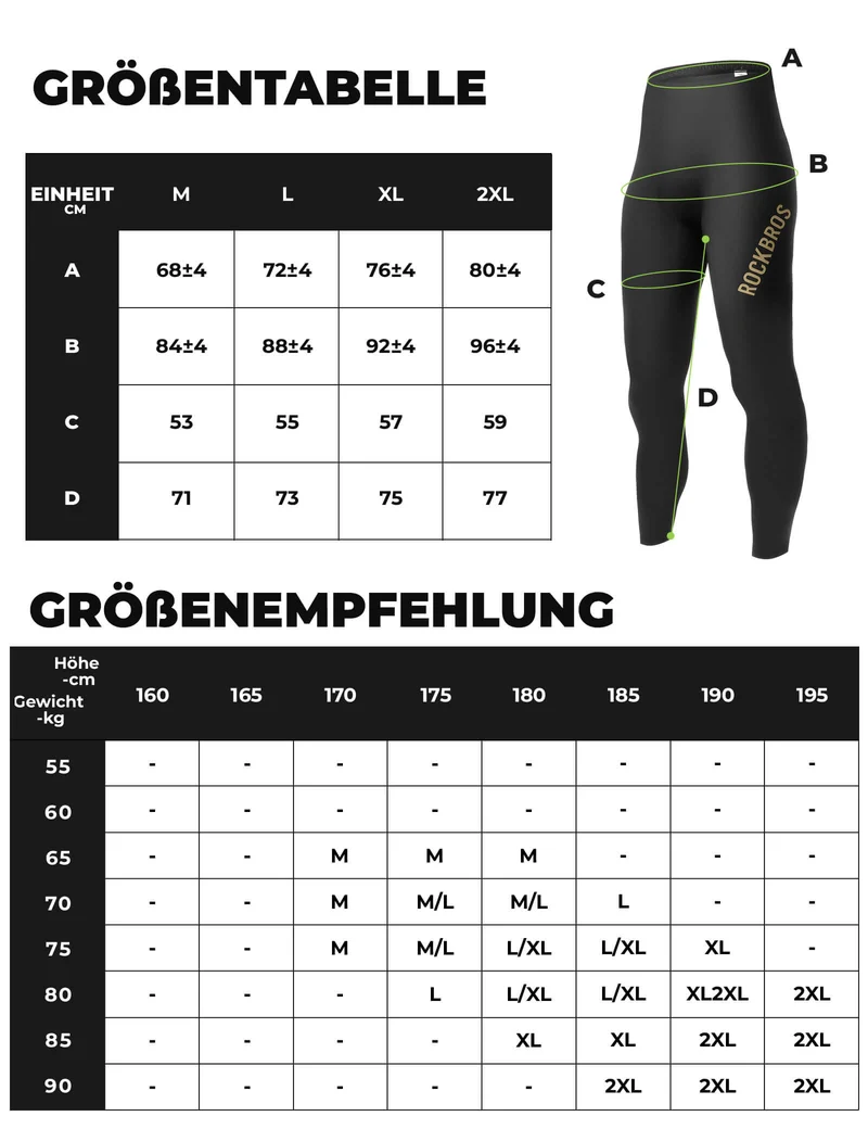 ROCKBROS Fahrradhose Lange Radlerhose Gepolstert Atmungsaktiv Herren