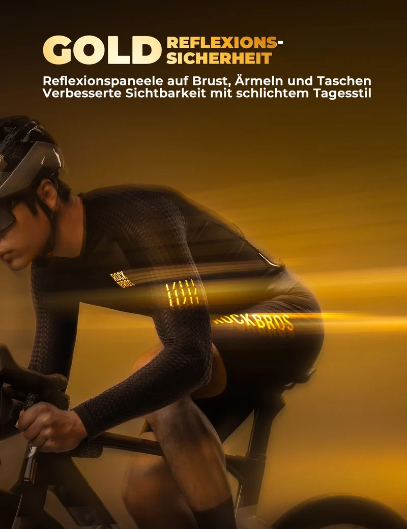 Herren Langarm-Radtrikot Atmungsaktiv Reflektierend mit 3D-Schnitt