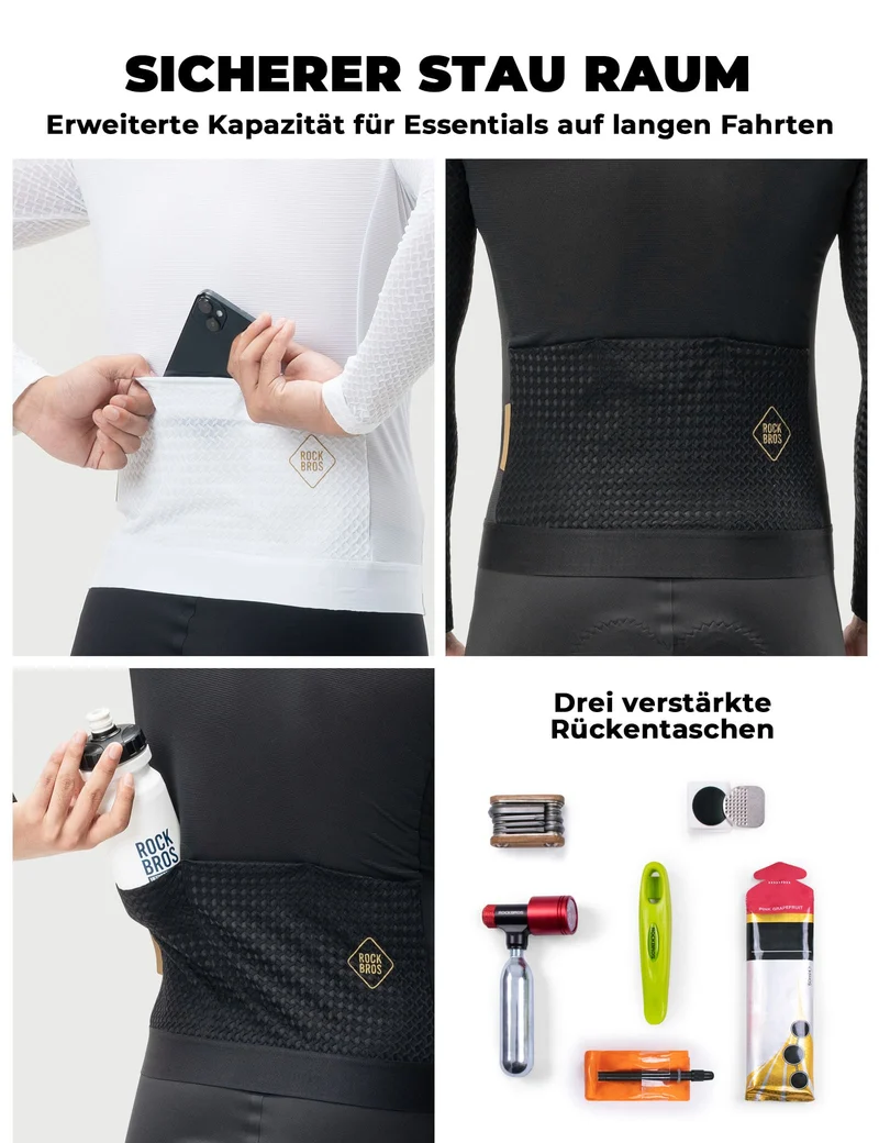 Herren Langarm-Radtrikot Atmungsaktiv Reflektierend mit 3D-Schnitt