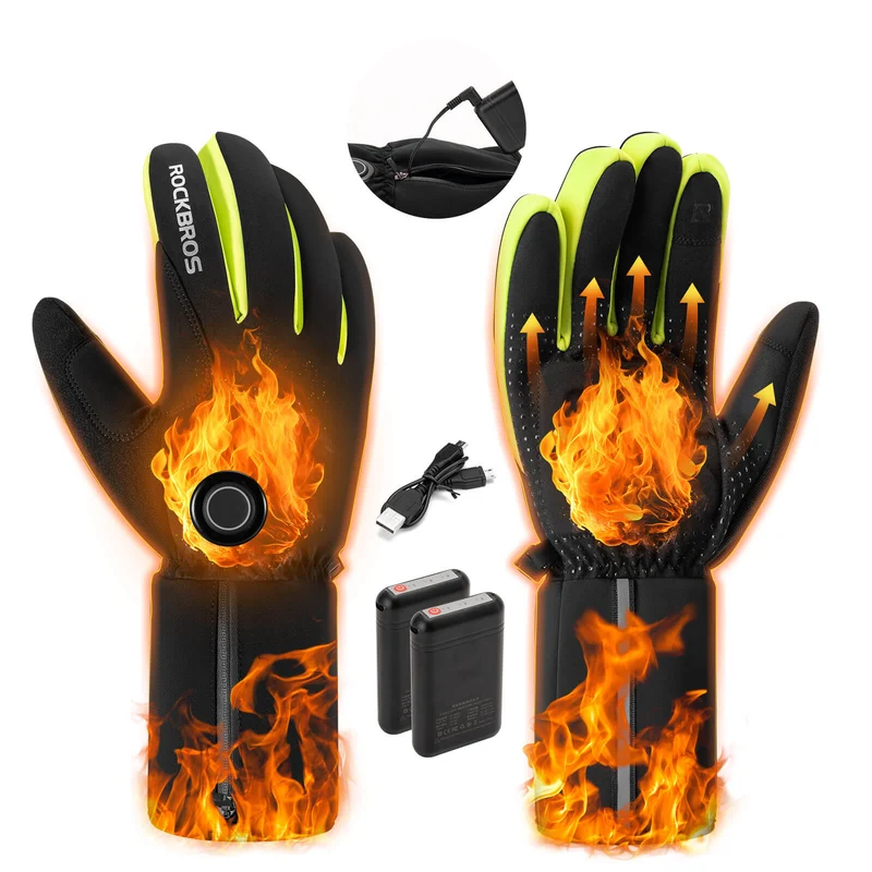 ROCKBROS Wanter Beheizte Fahrradhandschuhe Touchscreen Handschuhe M-2XL