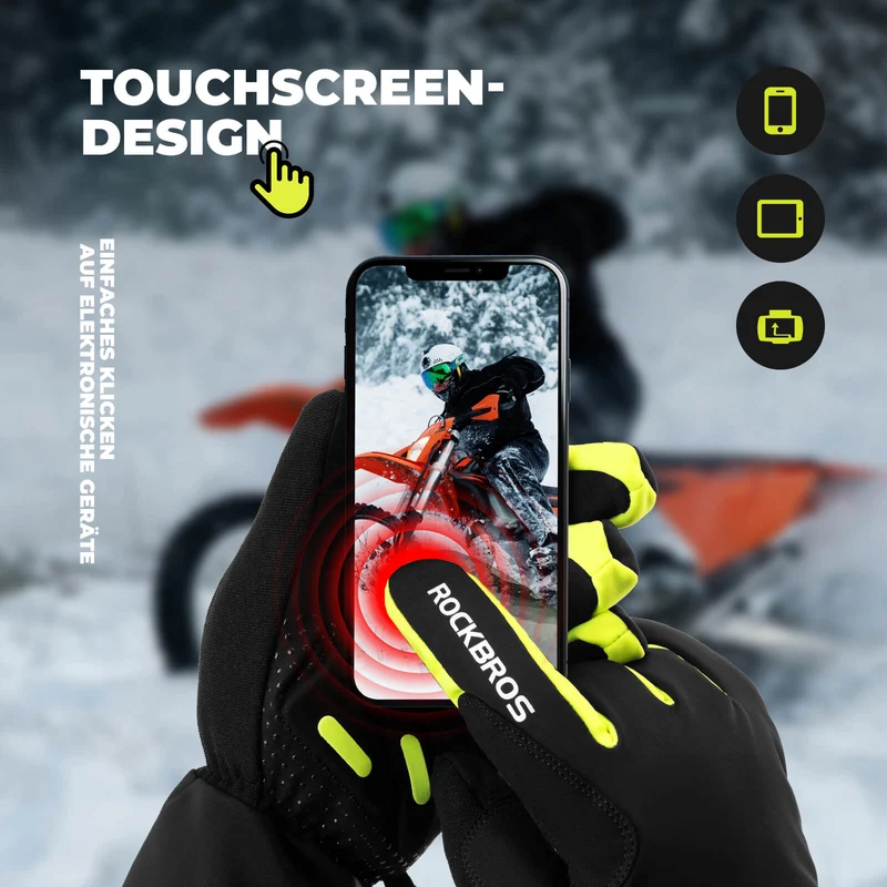 ROCKBROS Wanter Beheizte Fahrradhandschuhe Touchscreen Handschuhe M-2XL