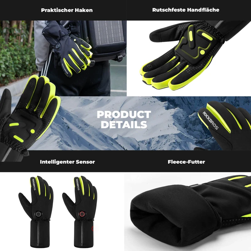 ROCKBROS Wanter Beheizte Fahrradhandschuhe Touchscreen Handschuhe M-2XL