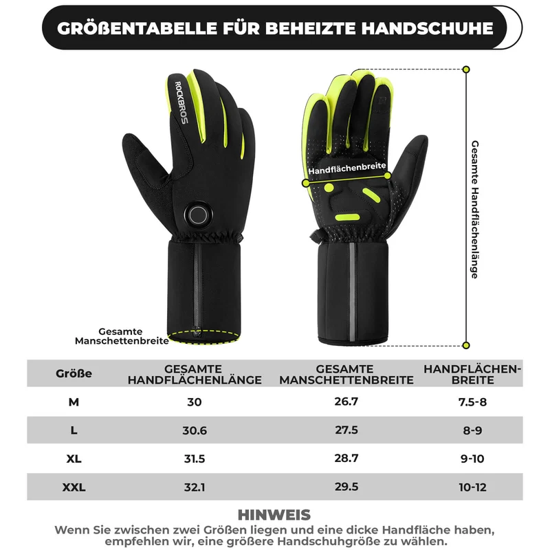 ROCKBROS Wanter Beheizte Fahrradhandschuhe Touchscreen Handschuhe M-2XL