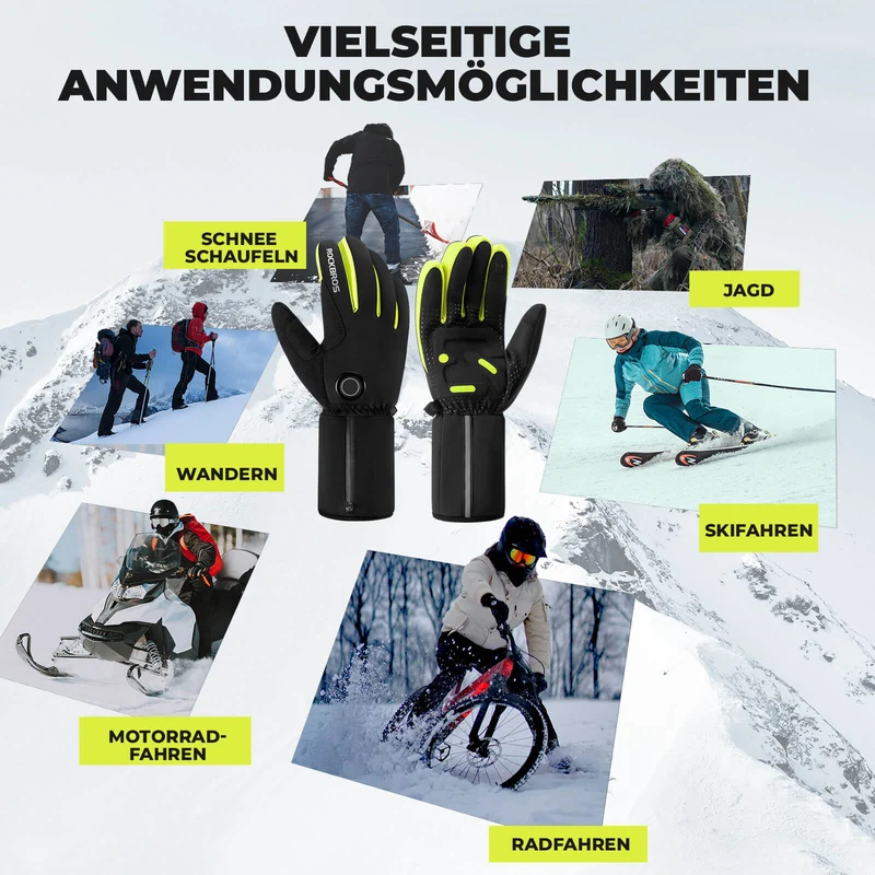 ROCKBROS Wanter Beheizte Fahrradhandschuhe Touchscreen Handschuhe M-2XL