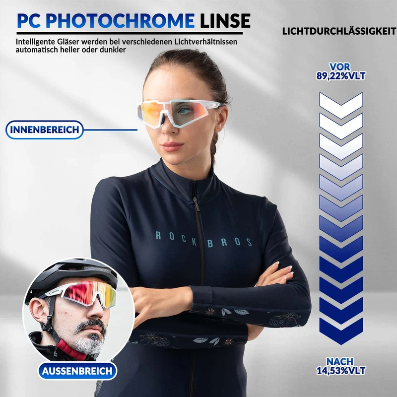 ROCKBROS Sonnenbrille Fahrradbrille Selbsttönend Outdoor UV400 슈츠