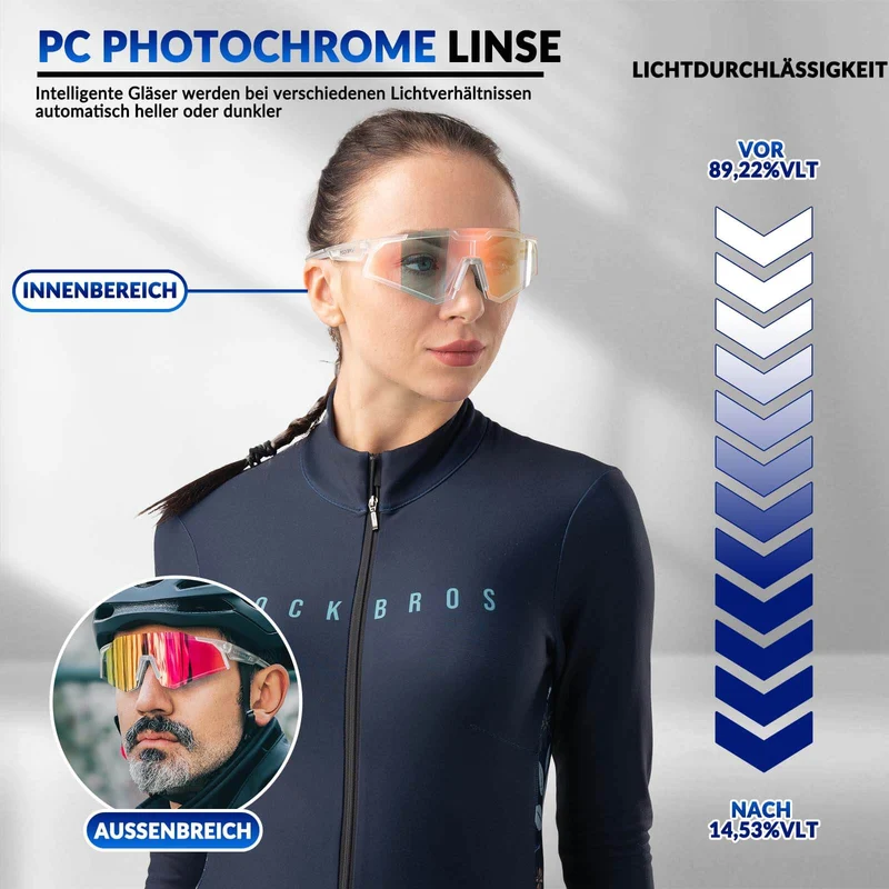 ROCKBROS Sonnenbrille Fahrradbrille Selbsttönend Outdoor UV400 슈츠