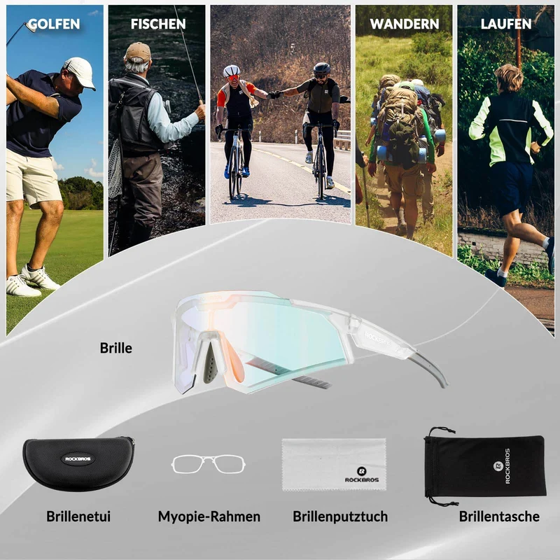 ROCKBROS Sonnenbrille Fahrradbrille Selbsttönend Outdoor UV400 슈츠