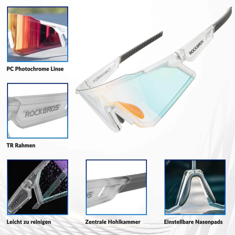 ROCKBROS Sonnenbrille Fahrradbrille Selbsttönend Outdoor UV400 슈츠