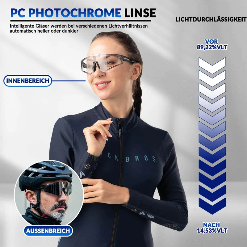 ROCKBROS Sonnenbrille Fahrradbrille Selbsttönend Outdoor UV400 슈츠