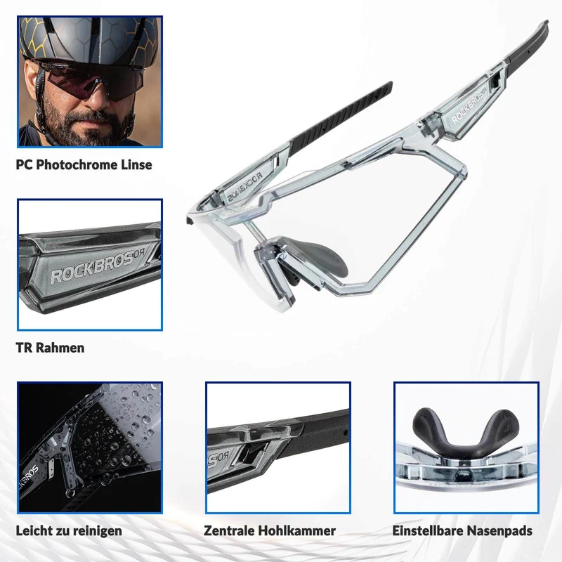 ROCKBROS Sonnenbrille Fahrradbrille Selbsttönend Outdoor UV400 슈츠