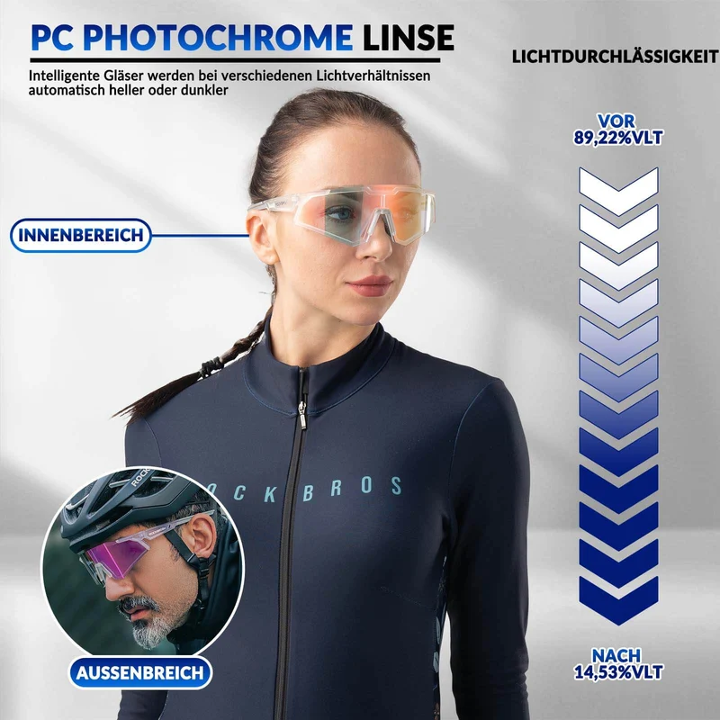 ROCKBROS Sonnenbrille Fahrradbrille Selbsttönend Outdoor UV400 슈츠