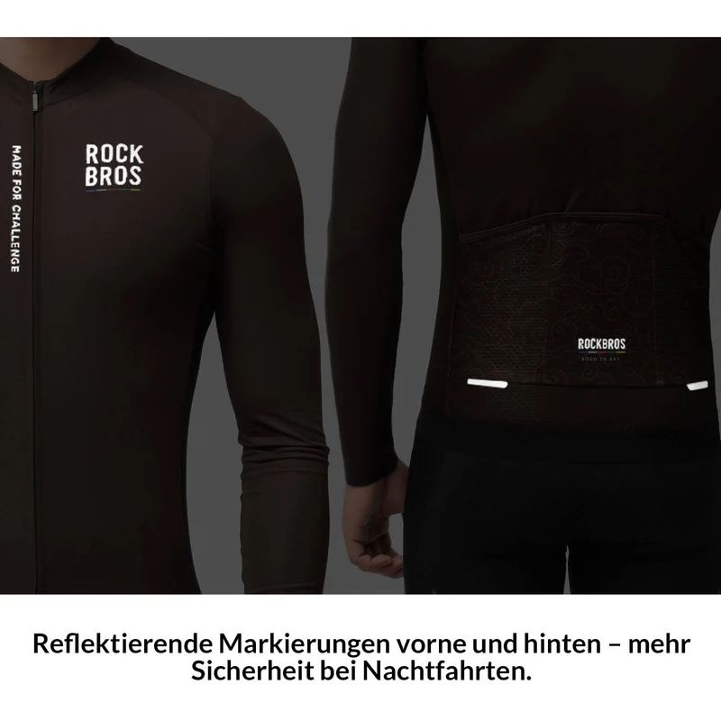 ROAD TO SKY Langarm-Radtrikot Herren Jersey Erdgrau/Braun
