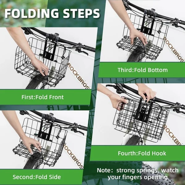 Folding Steel Mesh Bicycle Basket