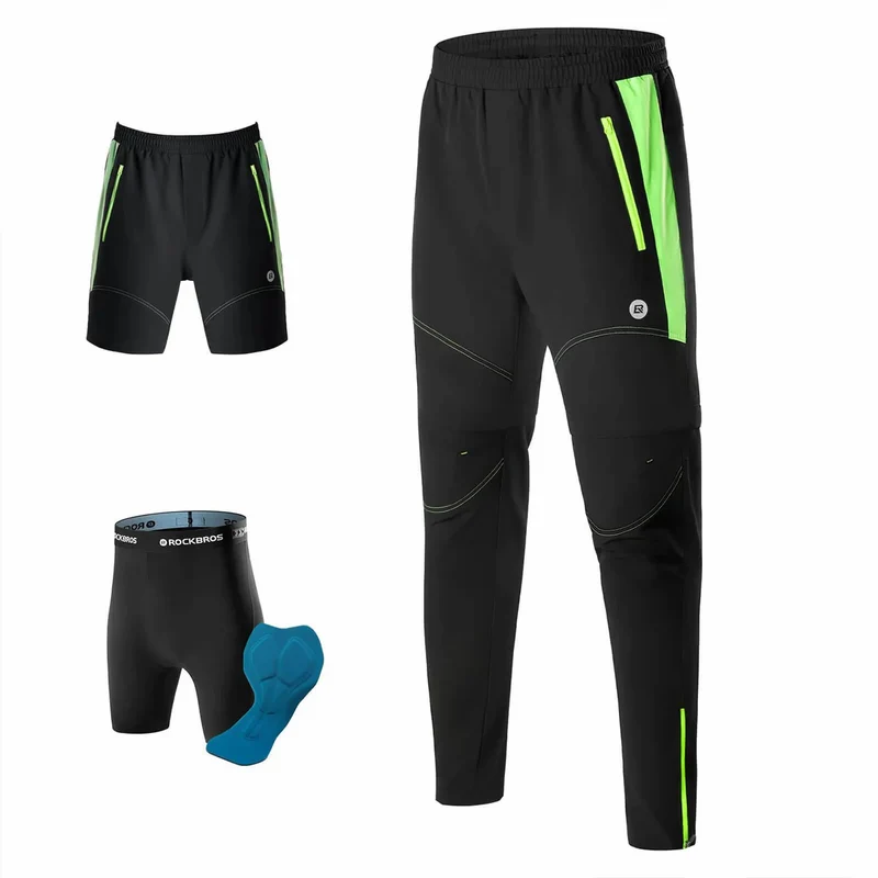 Men's 3-in-1 Convertible Cycling Pants With Padded