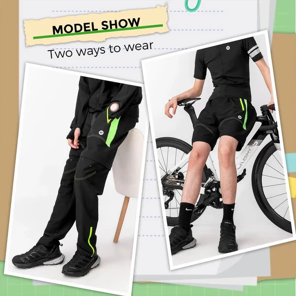 Men's 3-in-1 Convertible Cycling Pants With Padded