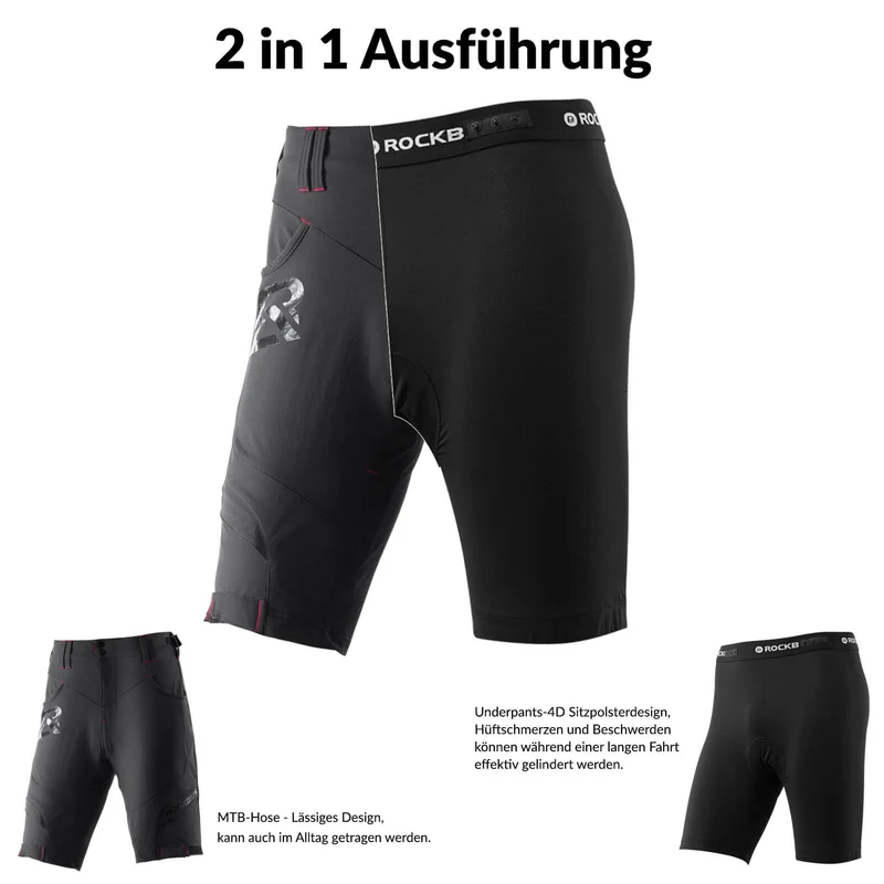 ROCKBROS Radhose Herren Kurz atmungsaktiv Anti-Stoß Fahrradhose