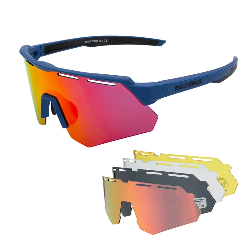 Polarized Cycling Sunglasses with 4 Interchangeable Lenses