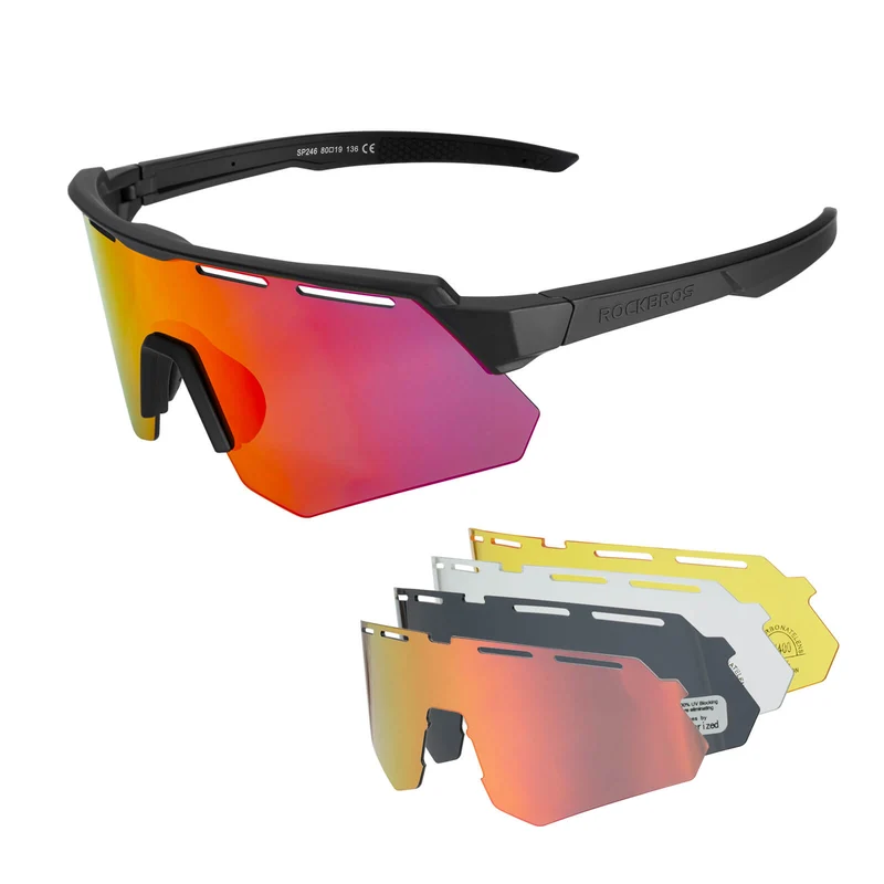 Polarized Cycling Sunglasses with 4 Interchangeable Lenses