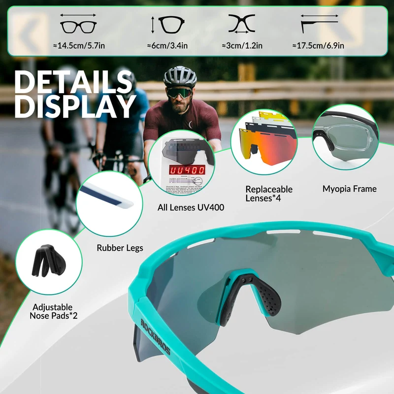 Polarized Cycling Sunglasses with 4 Interchangeable Lenses