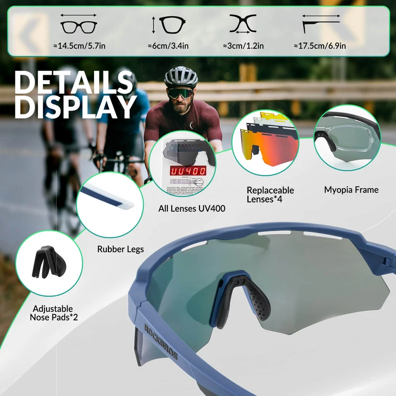 Polarized Cycling Sunglasses with 4 Interchangeable Lenses