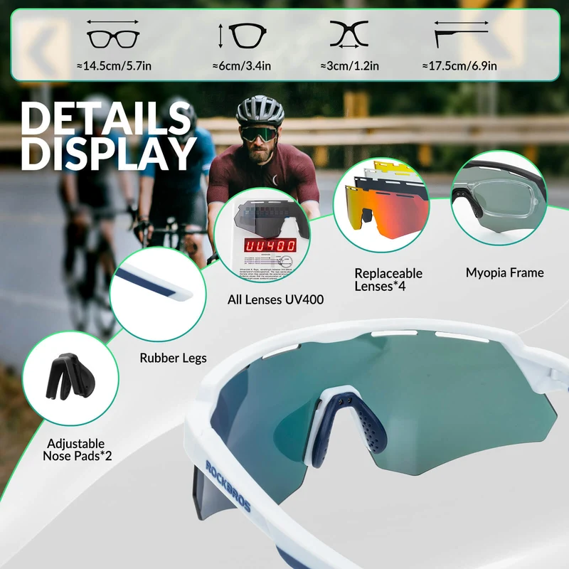 Polarized Cycling Sunglasses with 4 Interchangeable Lenses