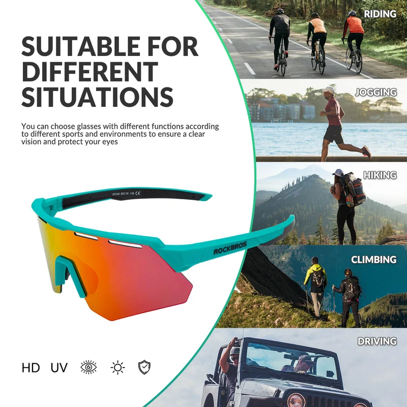 Polarized Cycling Sunglasses with 4 Interchangeable Lenses