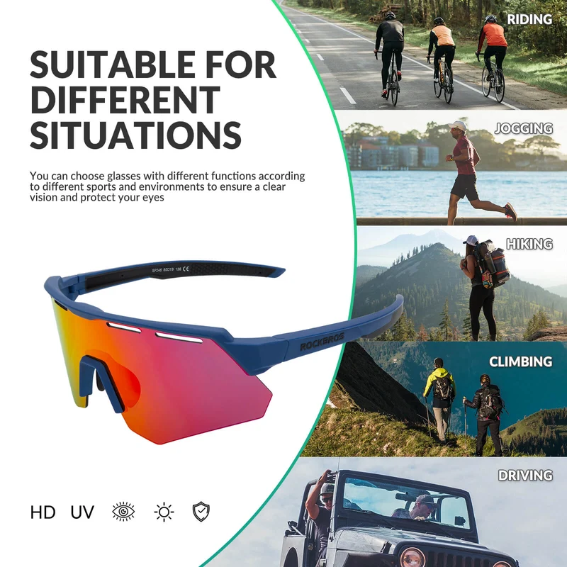Polarized Cycling Sunglasses with 4 Interchangeable Lenses