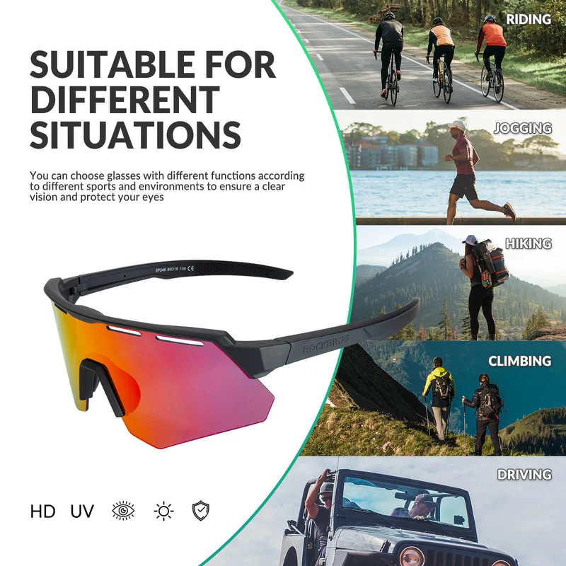 Polarized Cycling Sunglasses with 4 Interchangeable Lenses