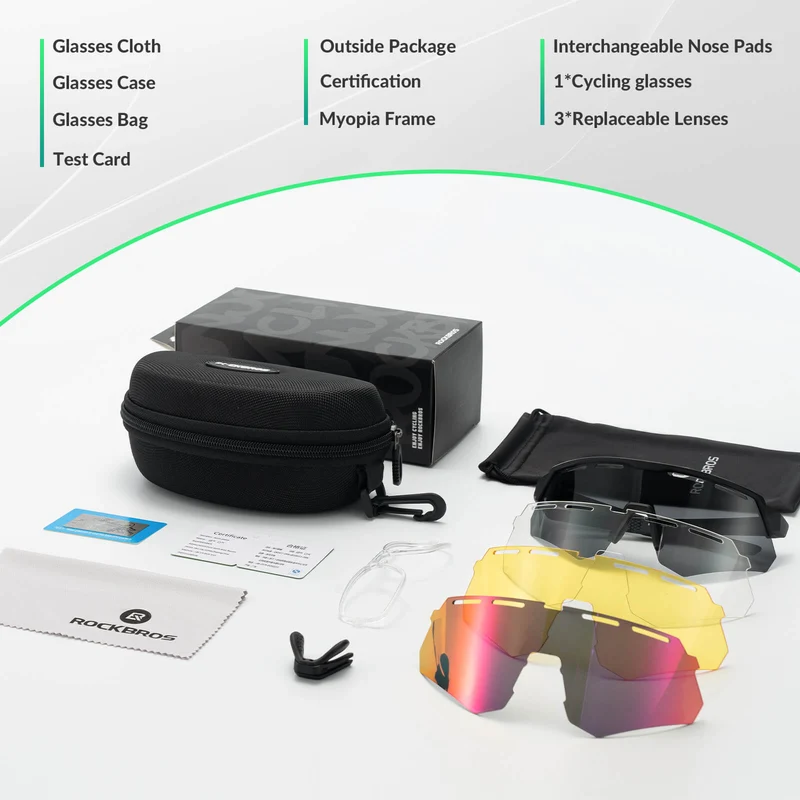 Polarized Cycling Sunglasses with 4 Interchangeable Lenses