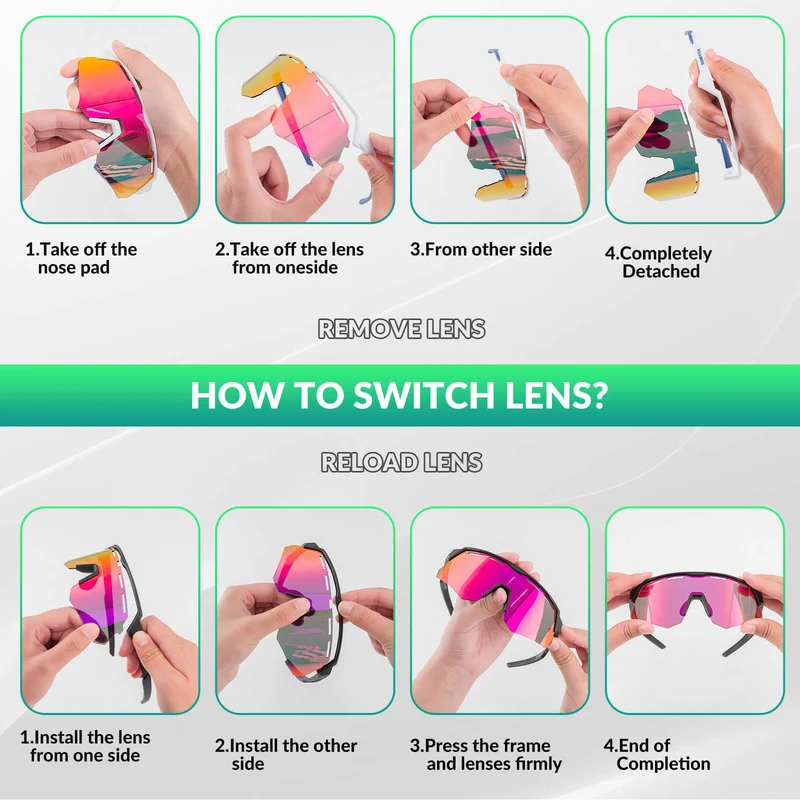 Polarized Cycling Sunglasses with 4 Interchangeable Lenses