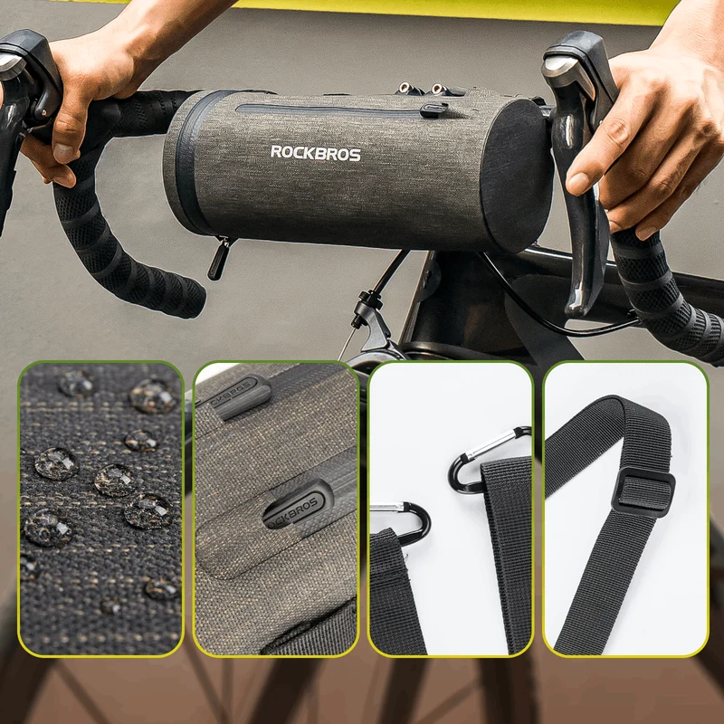 ROCKBROS 3 in 1 Wasserdichte Lenkertasche Zylindrisch Tragbar 2L
