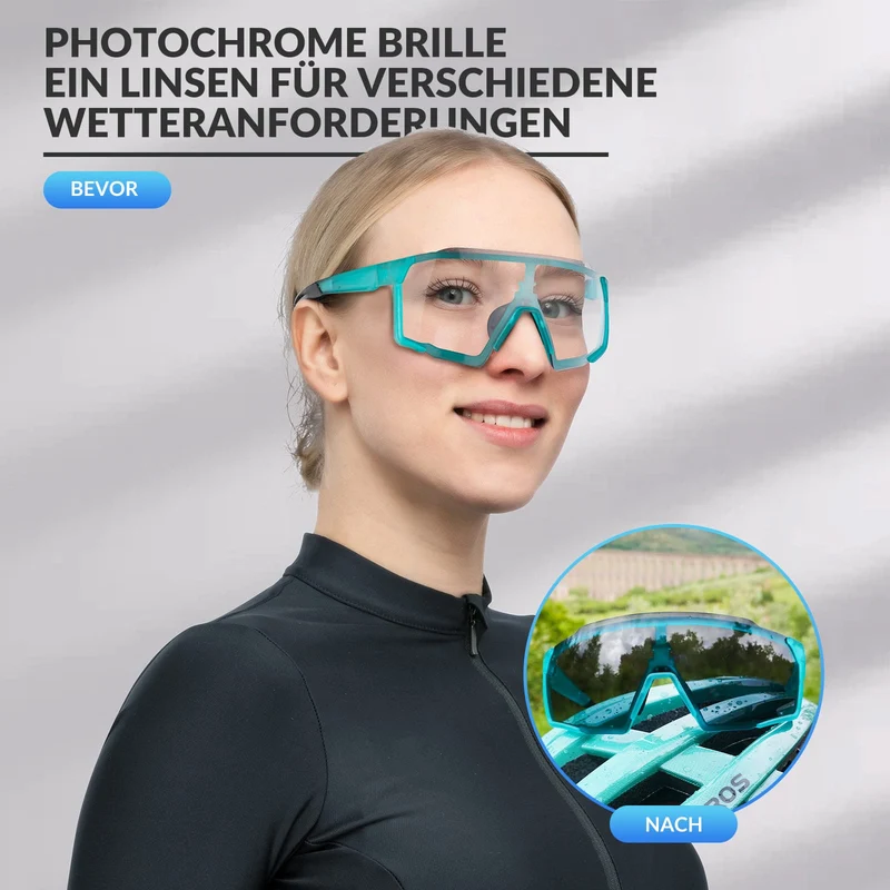ROCKBROS Photochrome Brille HD 실외 활동용 블루용 Fahrradbrille