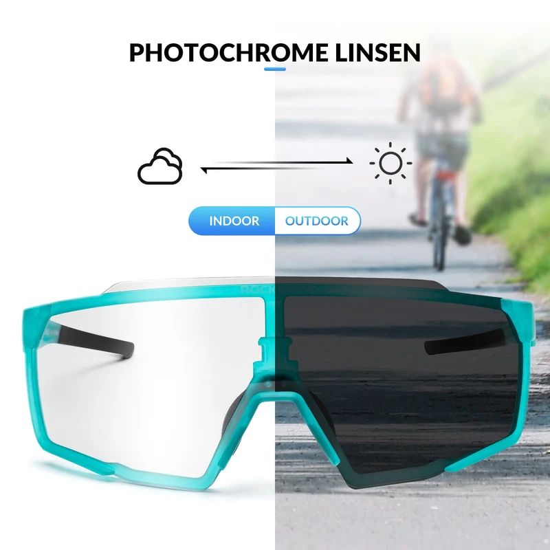 ROCKBROS Photochrome Brille HD 실외 활동용 블루용 Fahrradbrille
