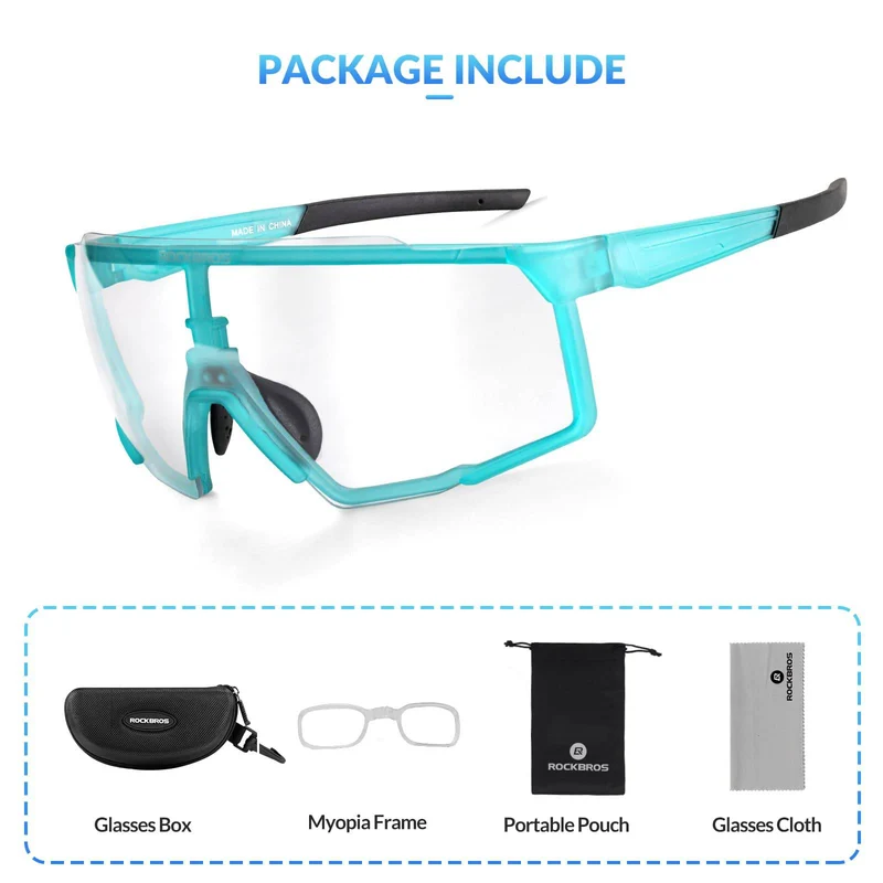 ROCKBROS Photochrome Brille HD 실외 활동용 블루용 Fahrradbrille