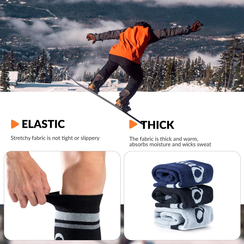 Qunature Skisocken Kinder Thermosocken 1 Paar für Winter-Sports aus Merinowolle