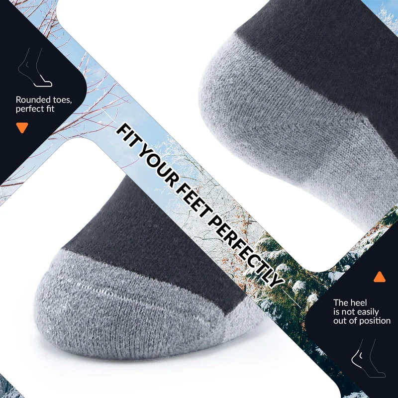 Qunature Skisocken Kinder Thermosocken 1 Paar für Winter-Sports aus Merinowolle