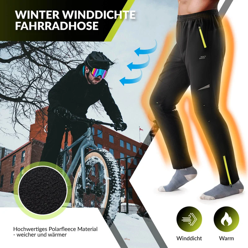 ROCKBROS Herren Fahrradhose Winddicht 및 따뜻한 겨울 야외 스포츠용