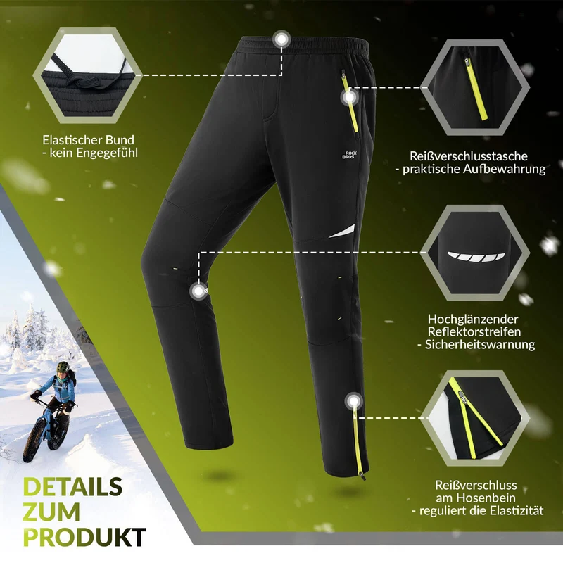 ROCKBROS Herren Fahrradhose Winddicht 및 따뜻한 겨울 야외 스포츠용