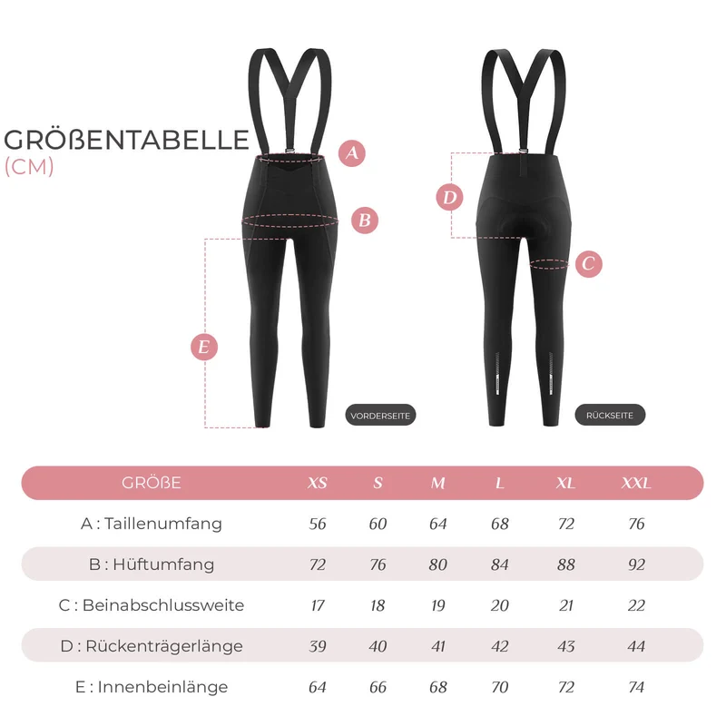 TVI Damen Trägerhose Fahrradhose Gepolstert Stoßfeste Thermo