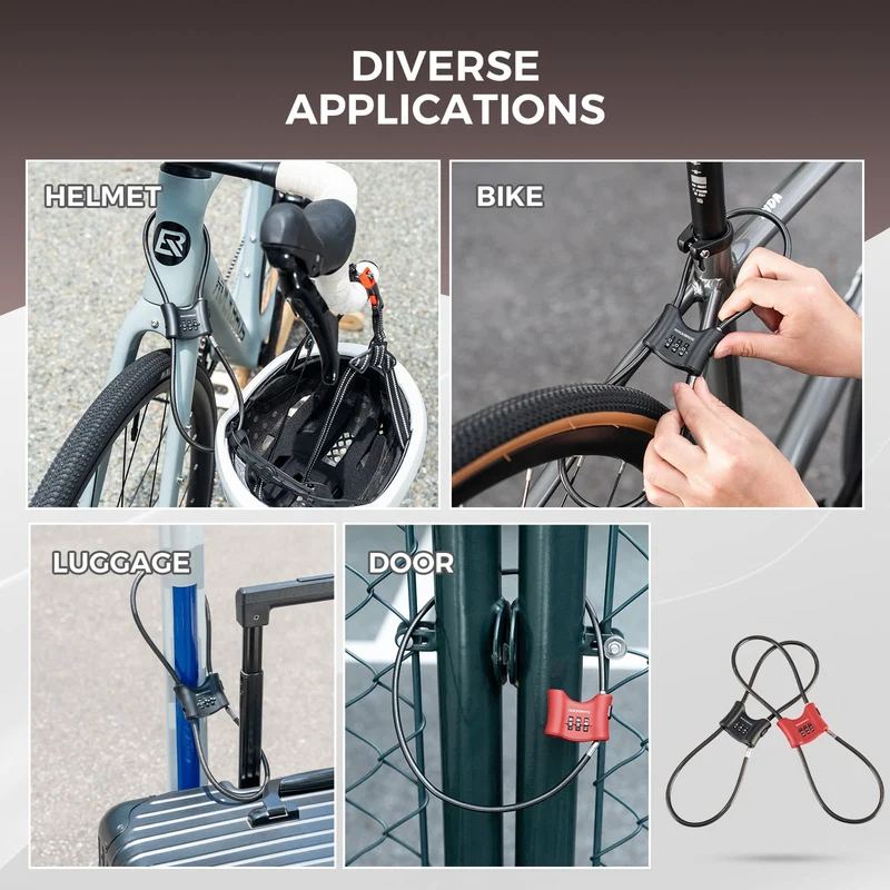 5.49 mm Steel Cable Bike Lock with Double Loop