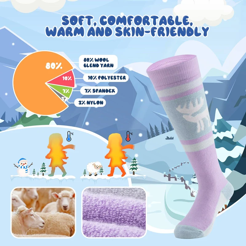 Qunature Jungen Skisocken Kinder Thermosocken