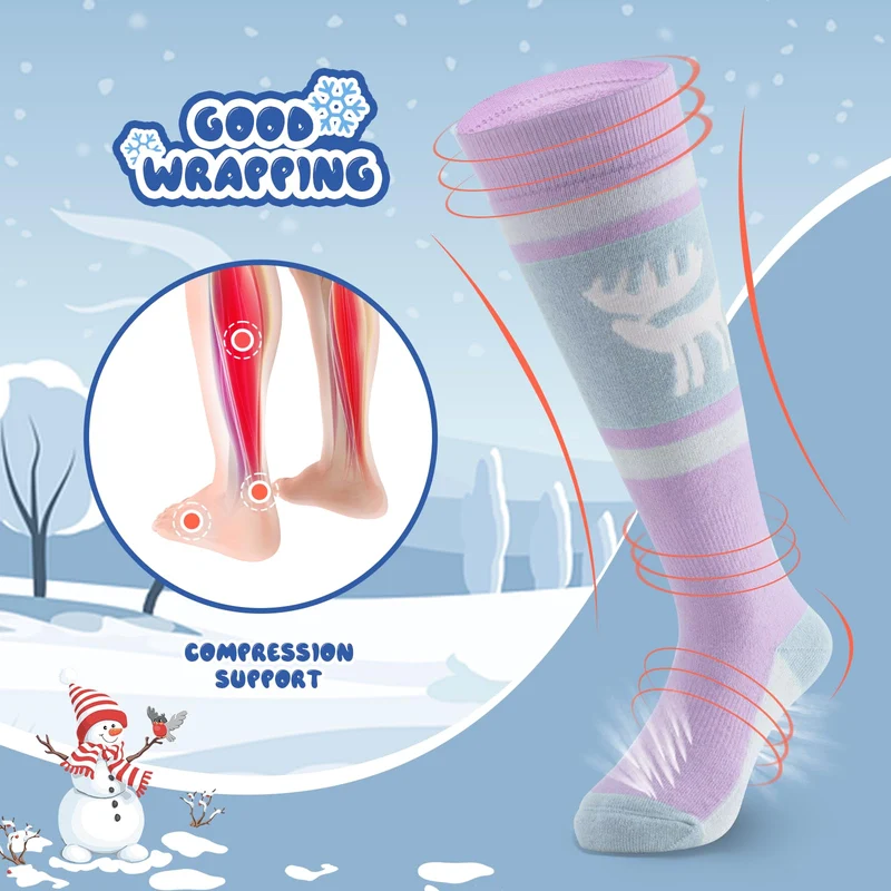 Qunature Jungen Skisocken Kinder Thermosocken