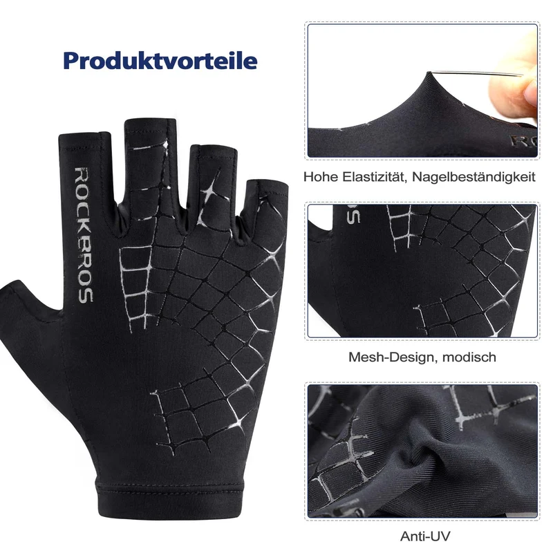 ROCKBROS Sommer atmungsaktive Sport-Radhandschuhe fir Männer a Frauen