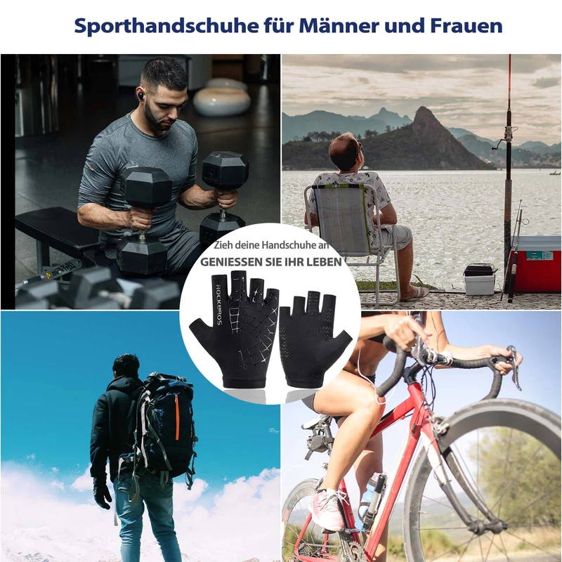 ROCKBROS Sommer atmungsaktive Sport-Radhandschuhe fir Männer a Frauen