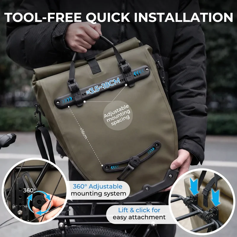 AS-166 Fully Waterproof Bike Pannier - 20L