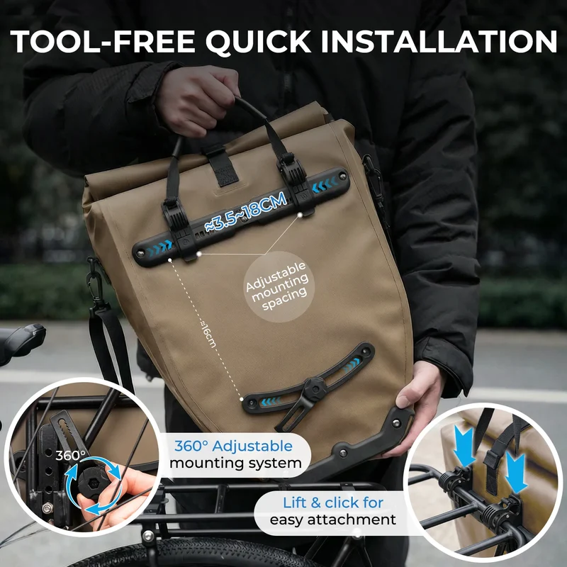 AS-166 Fully Waterproof Bike Pannier - 20L