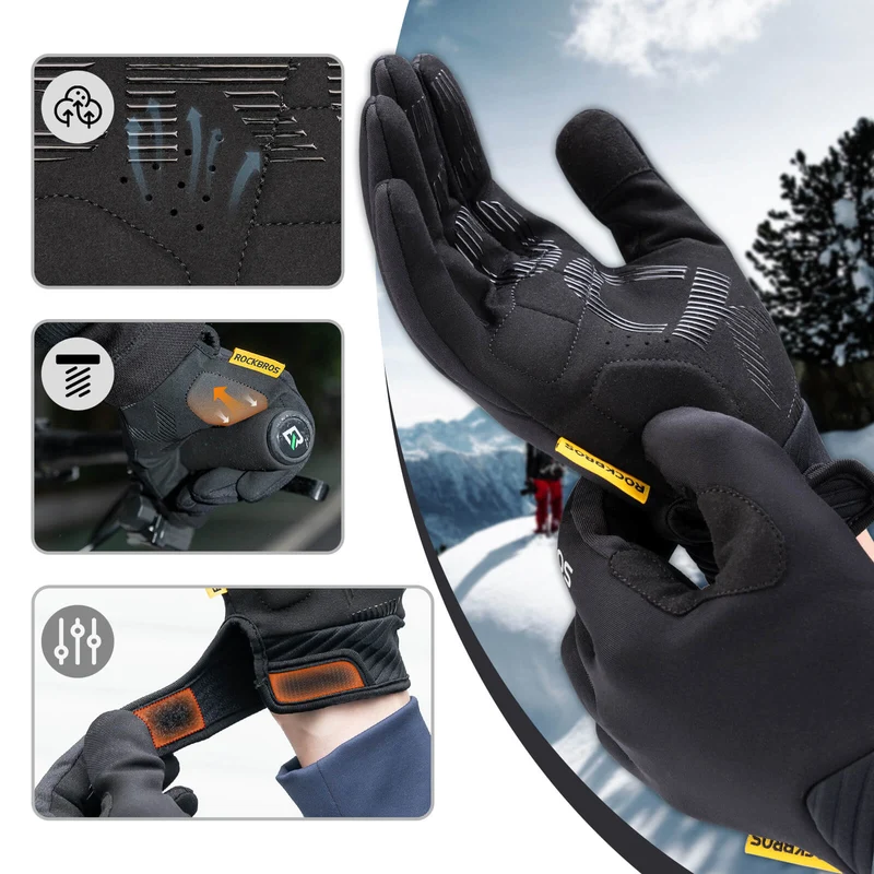 ROCKBROS Fahrradhandschuhe SBR 폴스터링과 터치스크린 기능