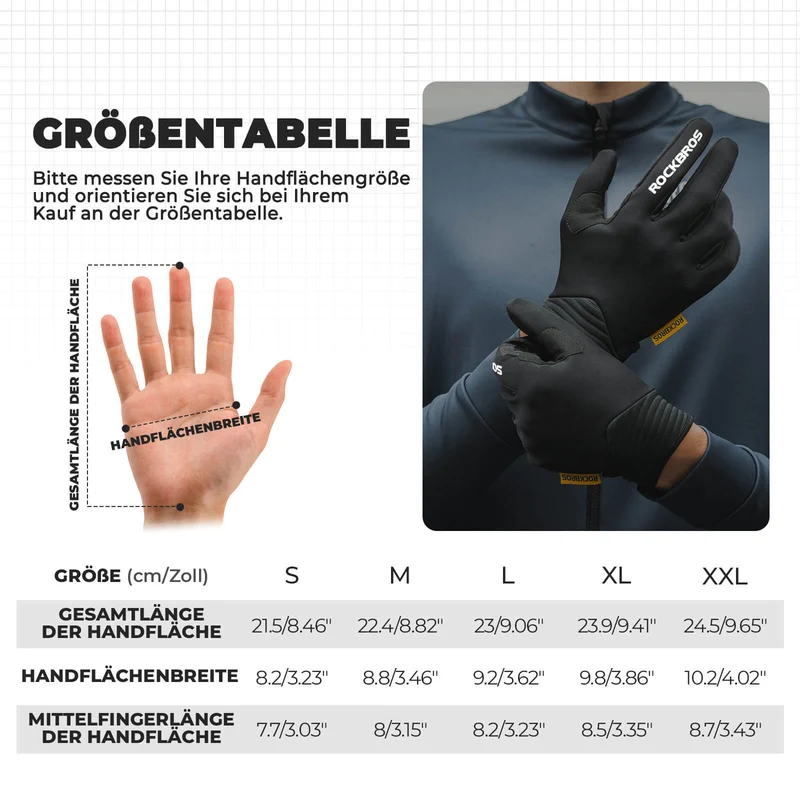 ROCKBROS Fahrradhandschuhe SBR 폴스터링과 터치스크린 기능