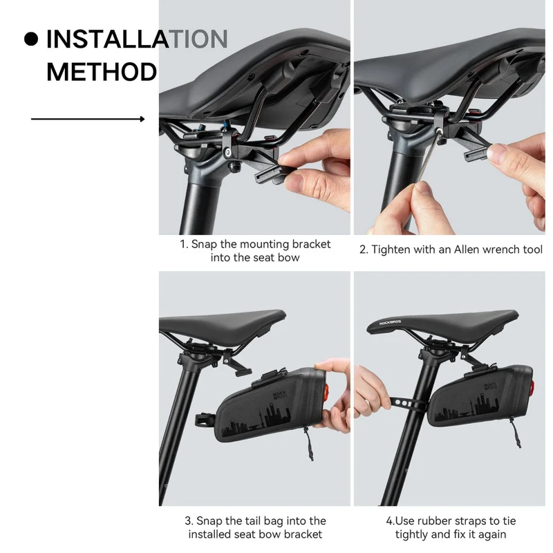 Waterproof Bike Saddle Bag with Rear Light